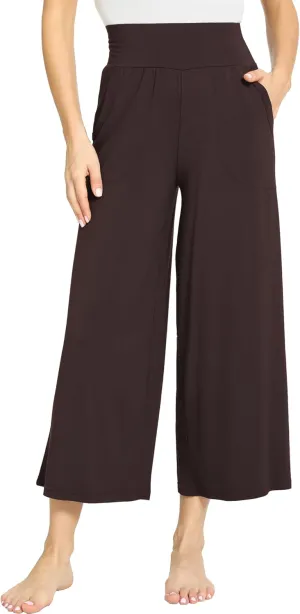 Bamboo Viscose Capri Pants for Women, Wide Leg Cropped Pajama Pants, Loose Yoga Sweatpants, Palazzo Lounge Pj Bottoms