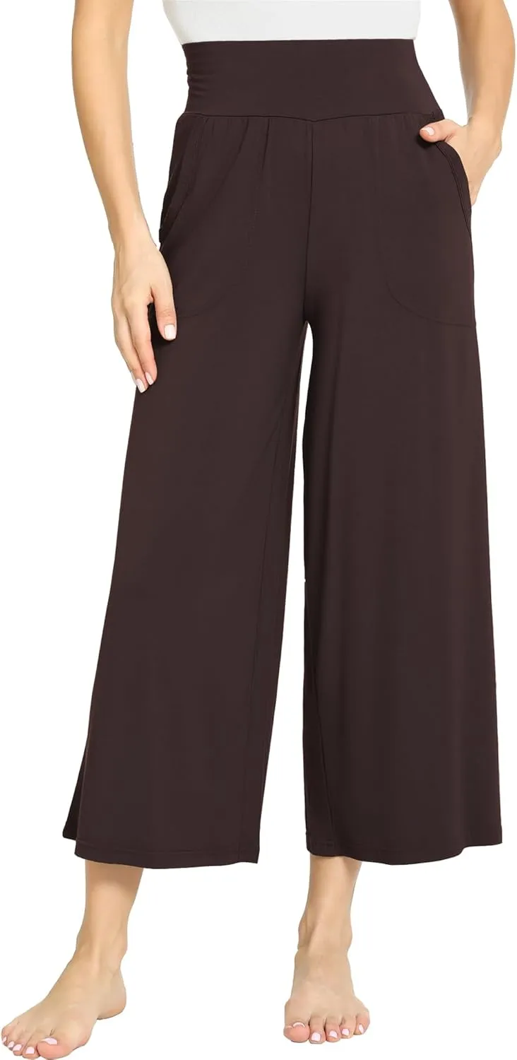 Bamboo Viscose Capri Pants for Women, Wide Leg Cropped Pajama Pants, Loose Yoga Sweatpants, Palazzo Lounge Pj Bottoms