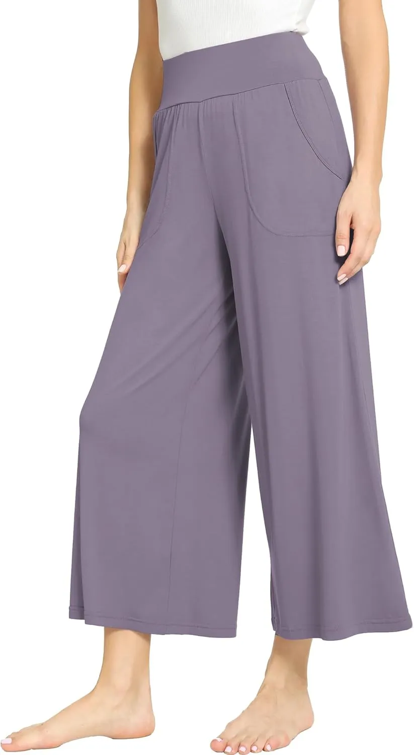 Bamboo Viscose Capri Pants for Women, Wide Leg Cropped Pajama Pants, Loose Yoga Sweatpants, Palazzo Lounge Pj Bottoms
