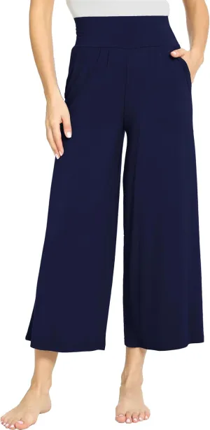 Bamboo Viscose Capri Pants for Women, Wide Leg Cropped Pajama Pants, Loose Yoga Sweatpants, Palazzo Lounge Pj Bottoms