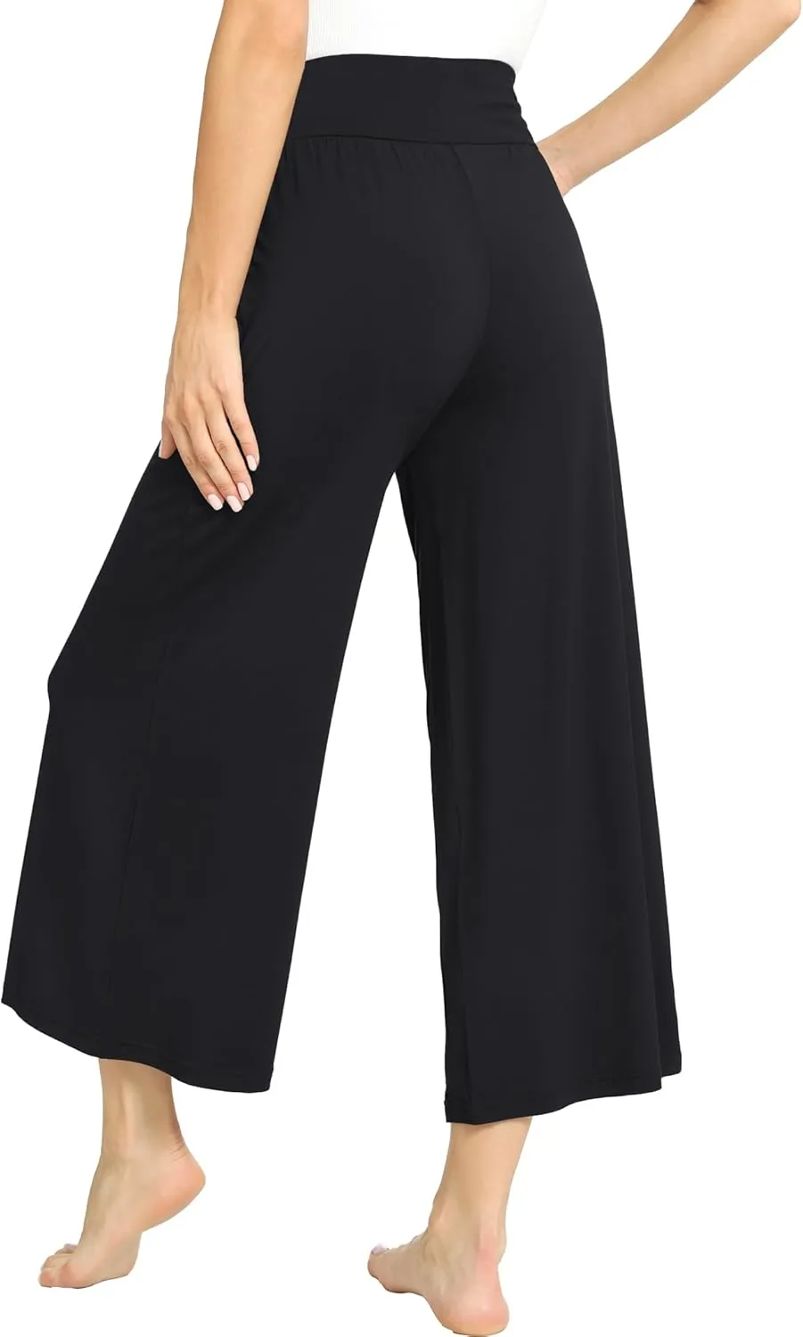 Bamboo Viscose Capri Pants for Women, Wide Leg Cropped Pajama Pants, Loose Yoga Sweatpants, Palazzo Lounge Pj Bottoms