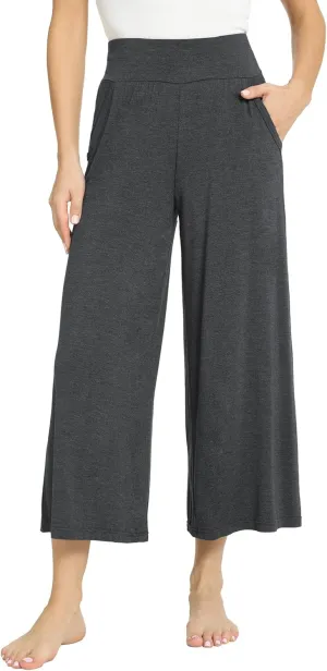 Bamboo Viscose Capri Pants for Women, Wide Leg Cropped Pajama Pants, Loose Yoga Sweatpants, Palazzo Lounge Pj Bottoms