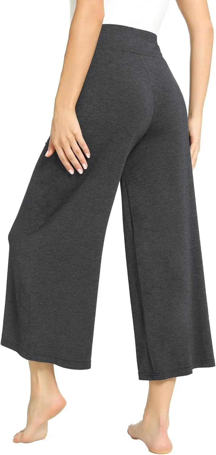 Bamboo Viscose Capri Pants for Women, Wide Leg Cropped Pajama Pants, Loose Yoga Sweatpants, Palazzo Lounge Pj Bottoms