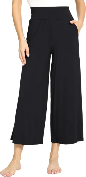 Bamboo Viscose Capri Pants for Women, Wide Leg Cropped Pajama Pants, Loose Yoga Sweatpants, Palazzo Lounge Pj Bottoms