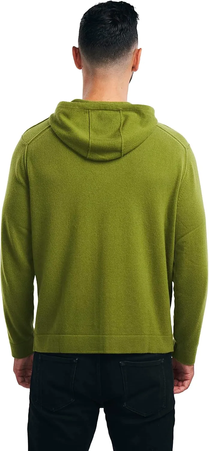 BEYOND FASHION Men's 100% Pure Cashmere Sweater Pocket Full Zip Hoodie Cardigan