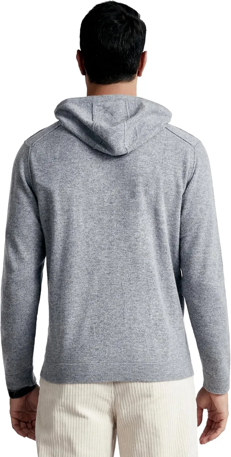 BEYOND FASHION Men's 100% Pure Cashmere Sweater Pocket Full Zip Hoodie Cardigan