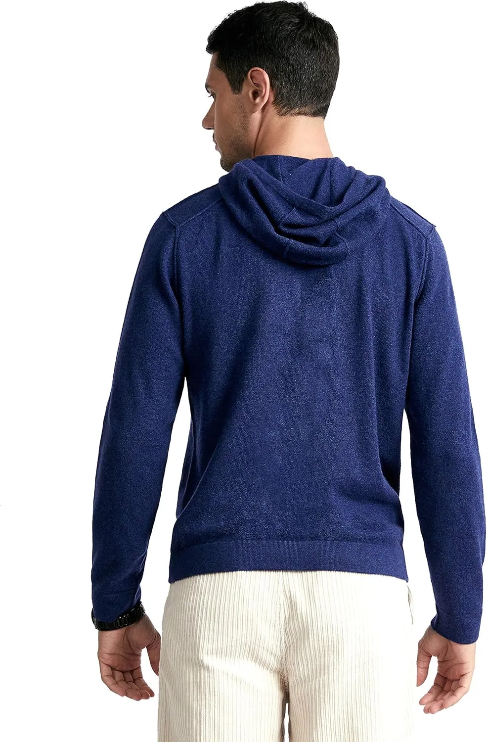 BEYOND FASHION Men's 100% Pure Cashmere Sweater Pocket Full Zip Hoodie Cardigan