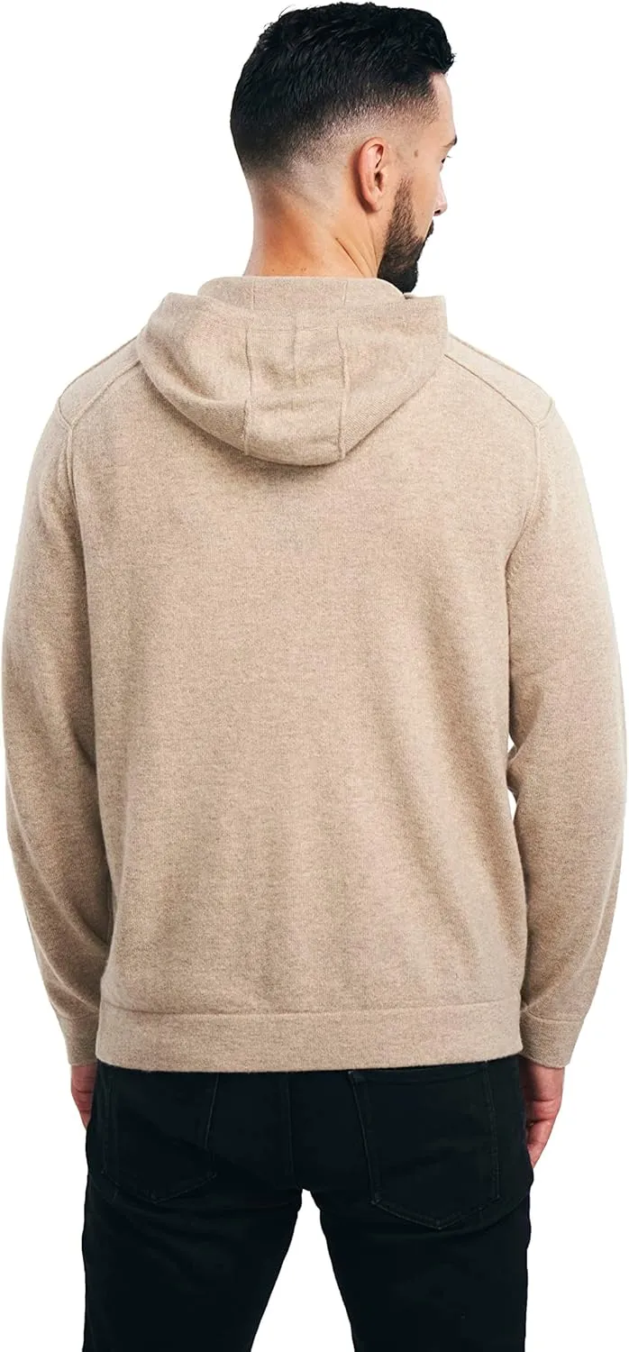 BEYOND FASHION Men's 100% Pure Cashmere Sweater Pocket Full Zip Hoodie Cardigan