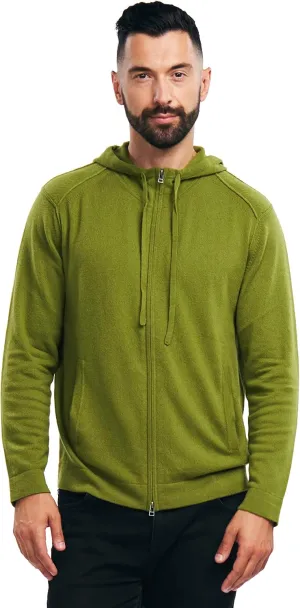 BEYOND FASHION Men's 100% Pure Cashmere Sweater Pocket Full Zip Hoodie Cardigan
