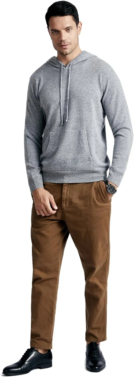 BEYOND FASHION Men's Sweater Pocket Hoodie Pullover - 100% Pure Cashmere