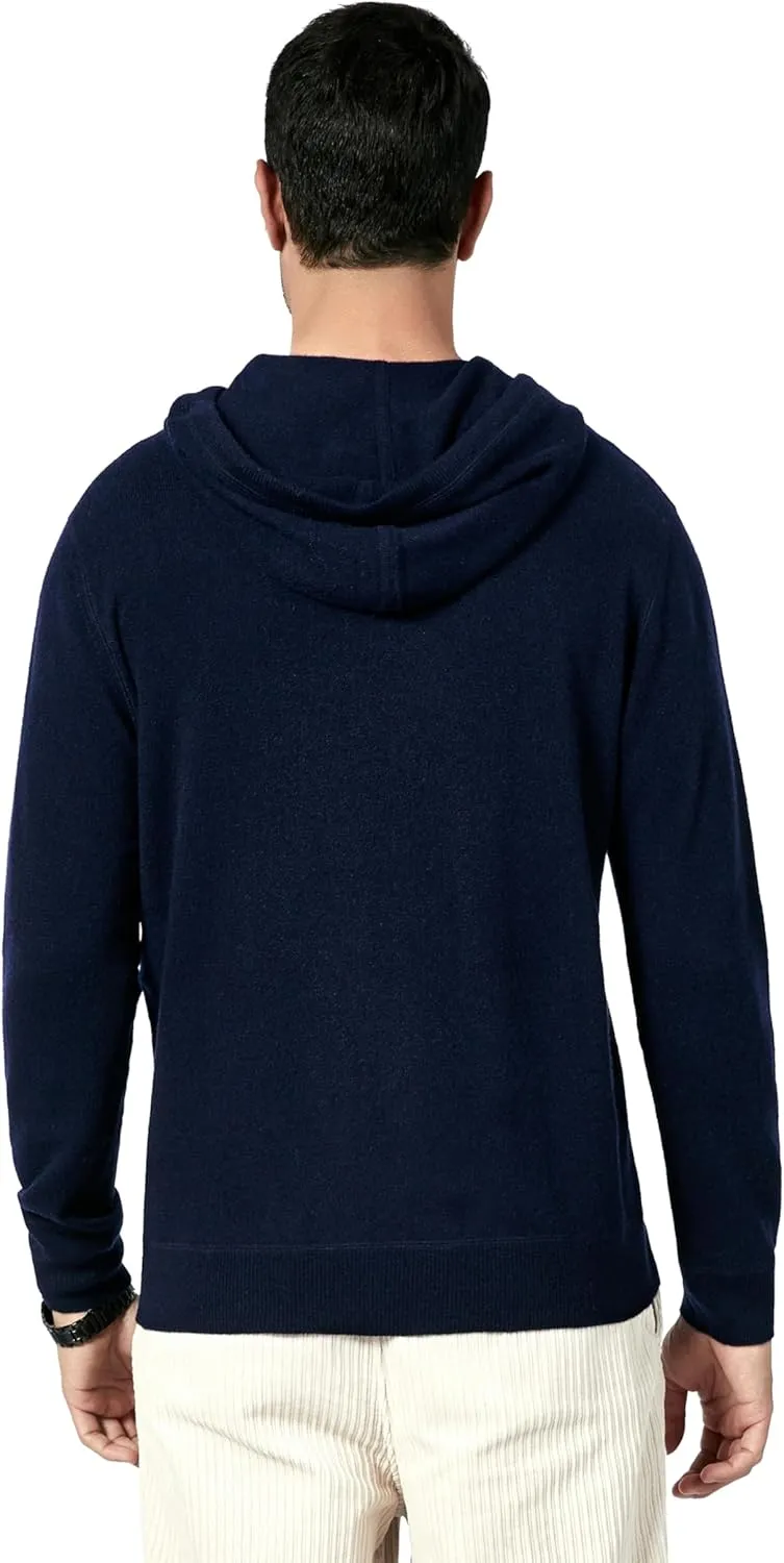 BEYOND FASHION Men's Sweater Pocket Hoodie Pullover - 100% Pure Cashmere