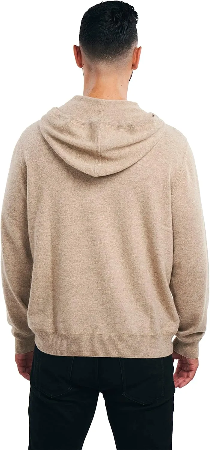 BEYOND FASHION Men's Sweater Pocket Hoodie Pullover - 100% Pure Cashmere