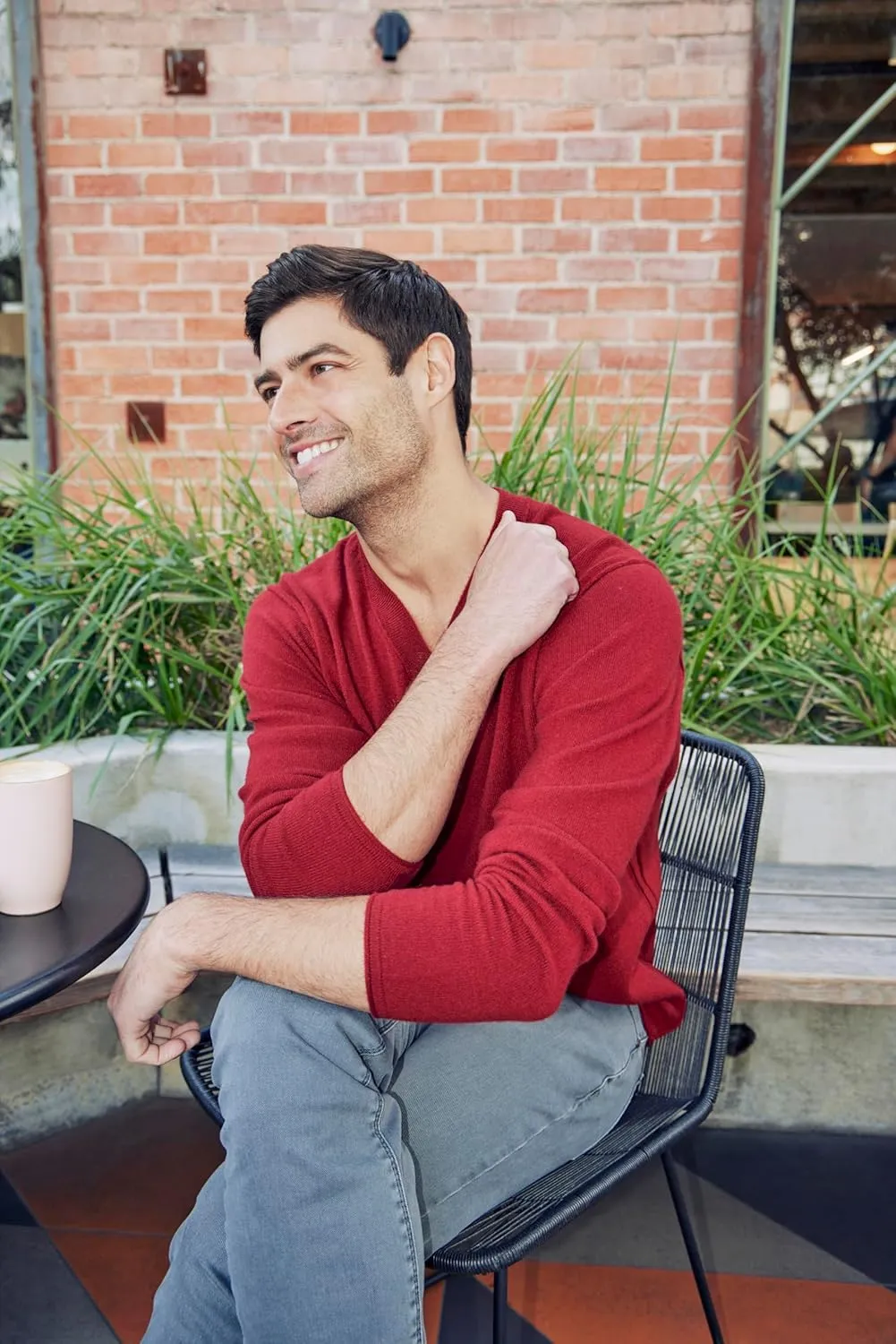 BEYOND FASHION Men's Sweater V Neck Long Sleeve Pullover - 100% Pure Cashmere