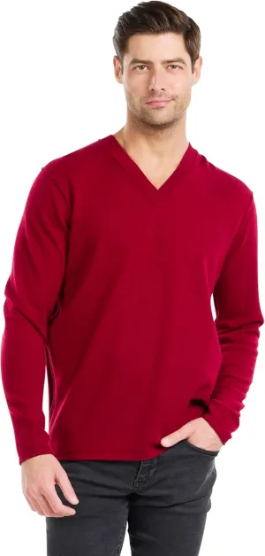 BEYOND FASHION Men's Sweater V Neck Long Sleeve Pullover - 100% Pure Cashmere