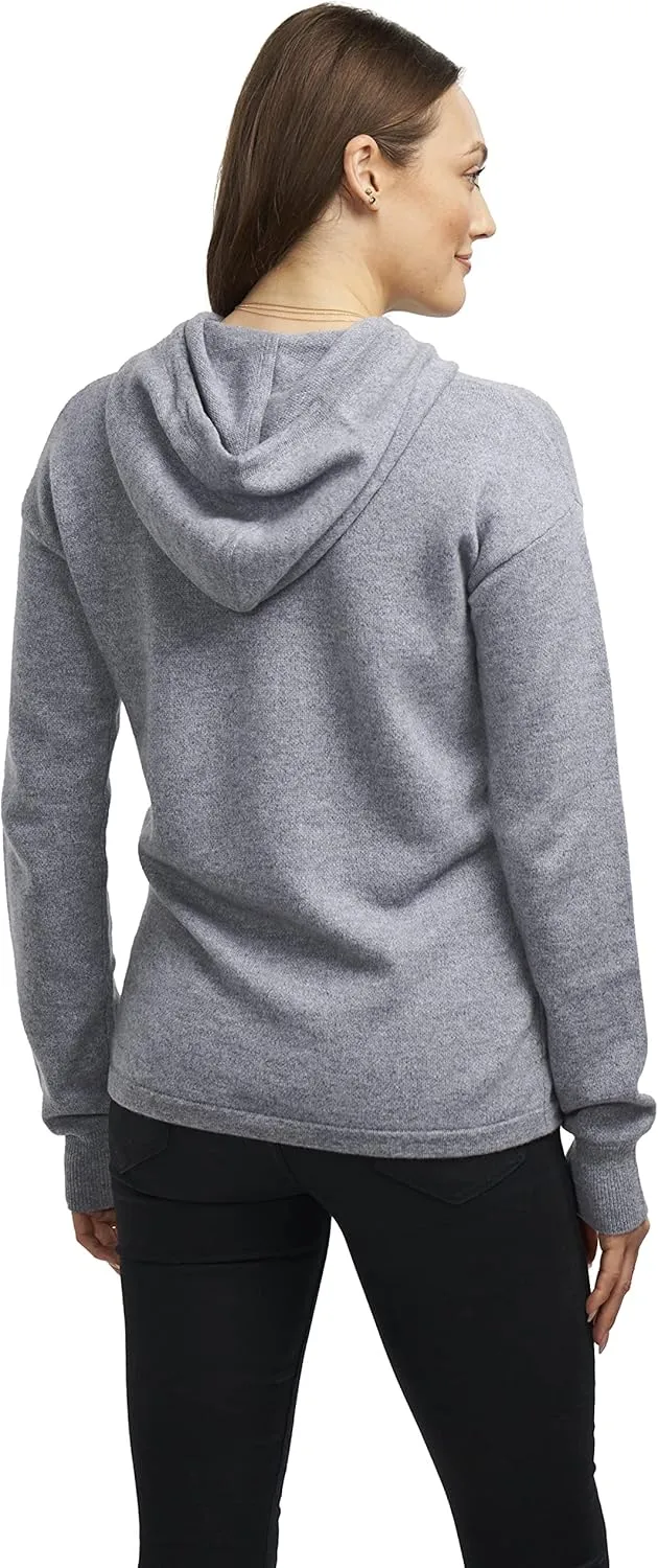 BEYOND FASHION Women's 100% Pure Cashmere Hoodie Sweater Solid Color Long Sleeve Heavenly Soft