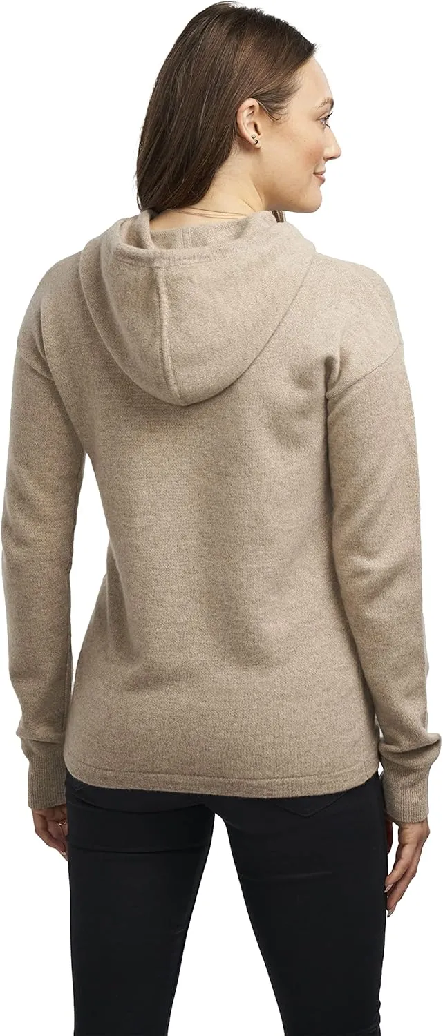 BEYOND FASHION Women's 100% Pure Cashmere Hoodie Sweater Solid Color Long Sleeve Heavenly Soft