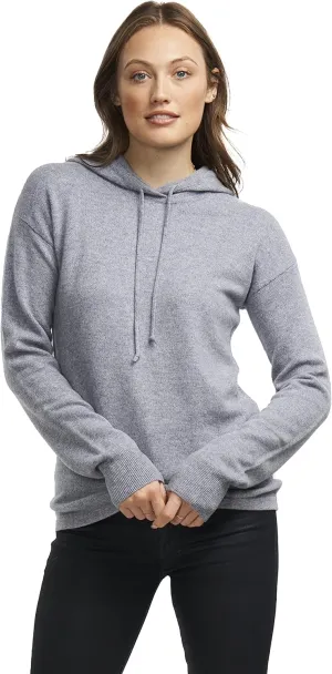 BEYOND FASHION Women's 100% Pure Cashmere Hoodie Sweater Solid Color Long Sleeve Heavenly Soft