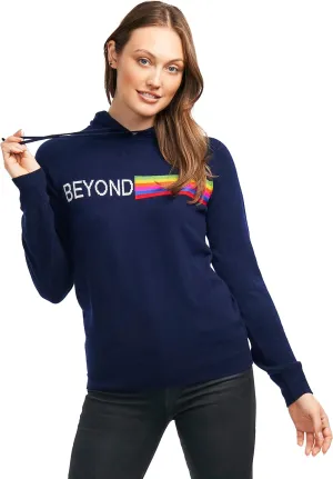 BEYOND FASHION Women's 100% Pure Cashmere Hoodie Sweater Solid Color Long Sleeve Heavenly Soft