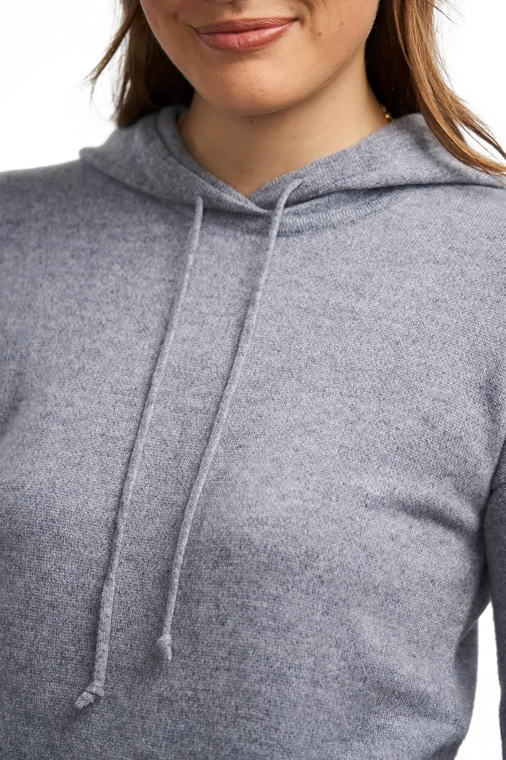 BEYOND FASHION Women's 100% Pure Cashmere Hoodie Sweater Solid Color Long Sleeve Heavenly Soft