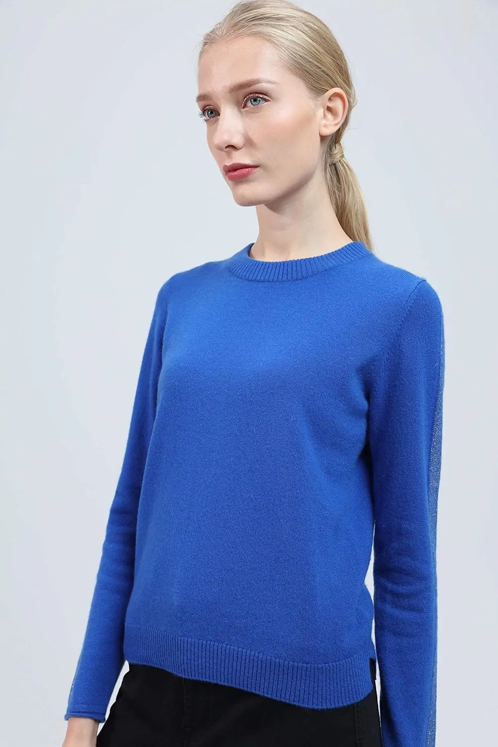 BEYOND FASHION Women's 100% Pure Cashmere Sweater Crew Neck Pullover