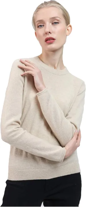 BEYOND FASHION Women's 100% Pure Cashmere Sweater Crew Neck Pullover
