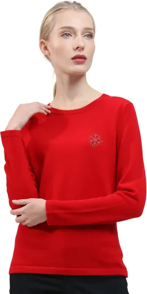 BEYOND FASHION Women's 100% Pure Cashmere Sweater Crew Neck Pullover