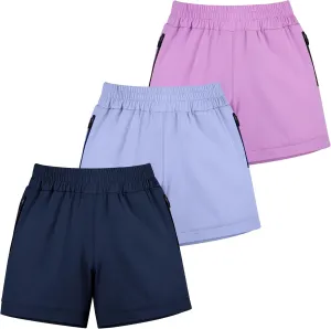 BIG ELEPHANT 3 Pcs Girls Athletic Shorts with Liner, Quick Dry Sports Shorts with Zipper Pockets for Running, Soccer, Cycling