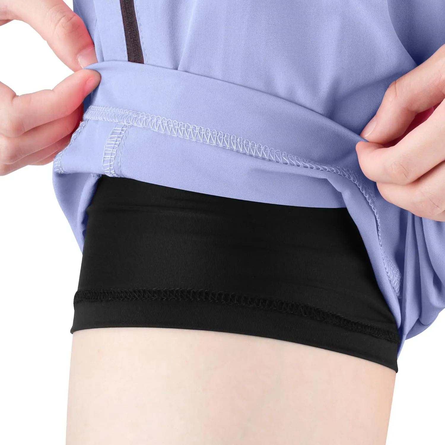 BIG ELEPHANT 3 Pcs Girls Athletic Shorts with Liner, Quick Dry Sports Shorts with Zipper Pockets for Running, Soccer, Cycling