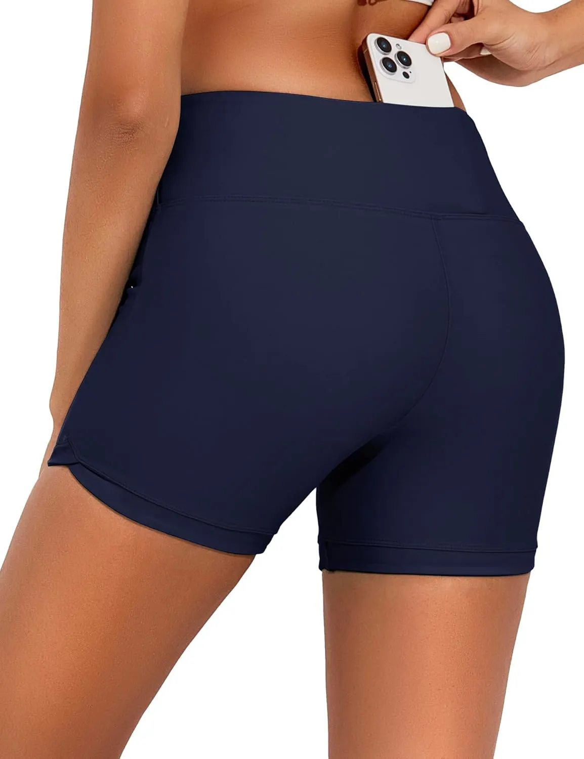 Bonneuitbebe Women's 4" Swim Shorts Cross Waist Bathing Suit Bottoms Board Shorts Swimsuit Boy Shorts with Built-in Briefs