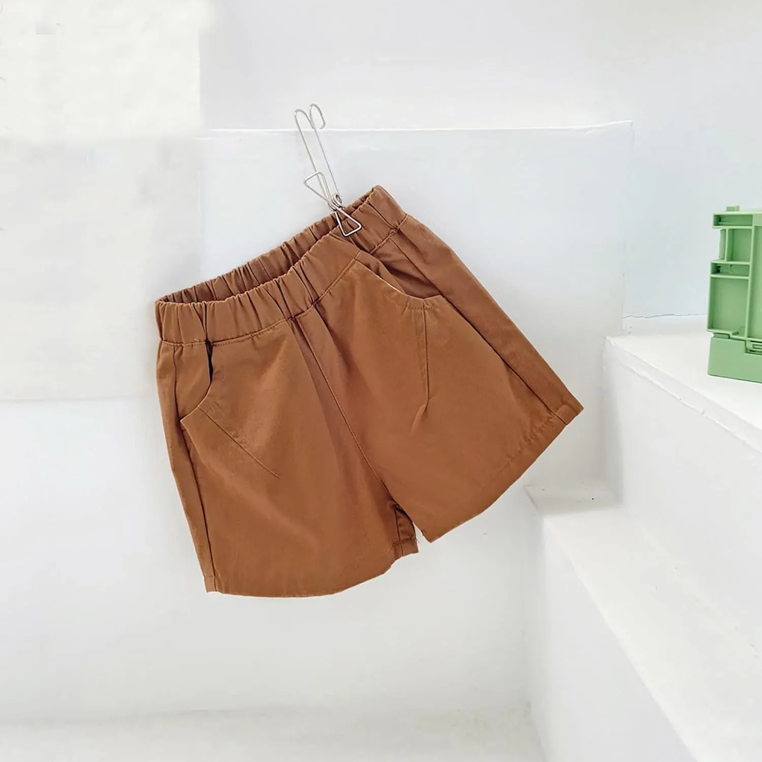 Boys Khaki Cargo Shorts Kids Cotton Pull on Jogger Shorts Outdoor Quick Dry Hiking Short Lightweight Athletic Pants