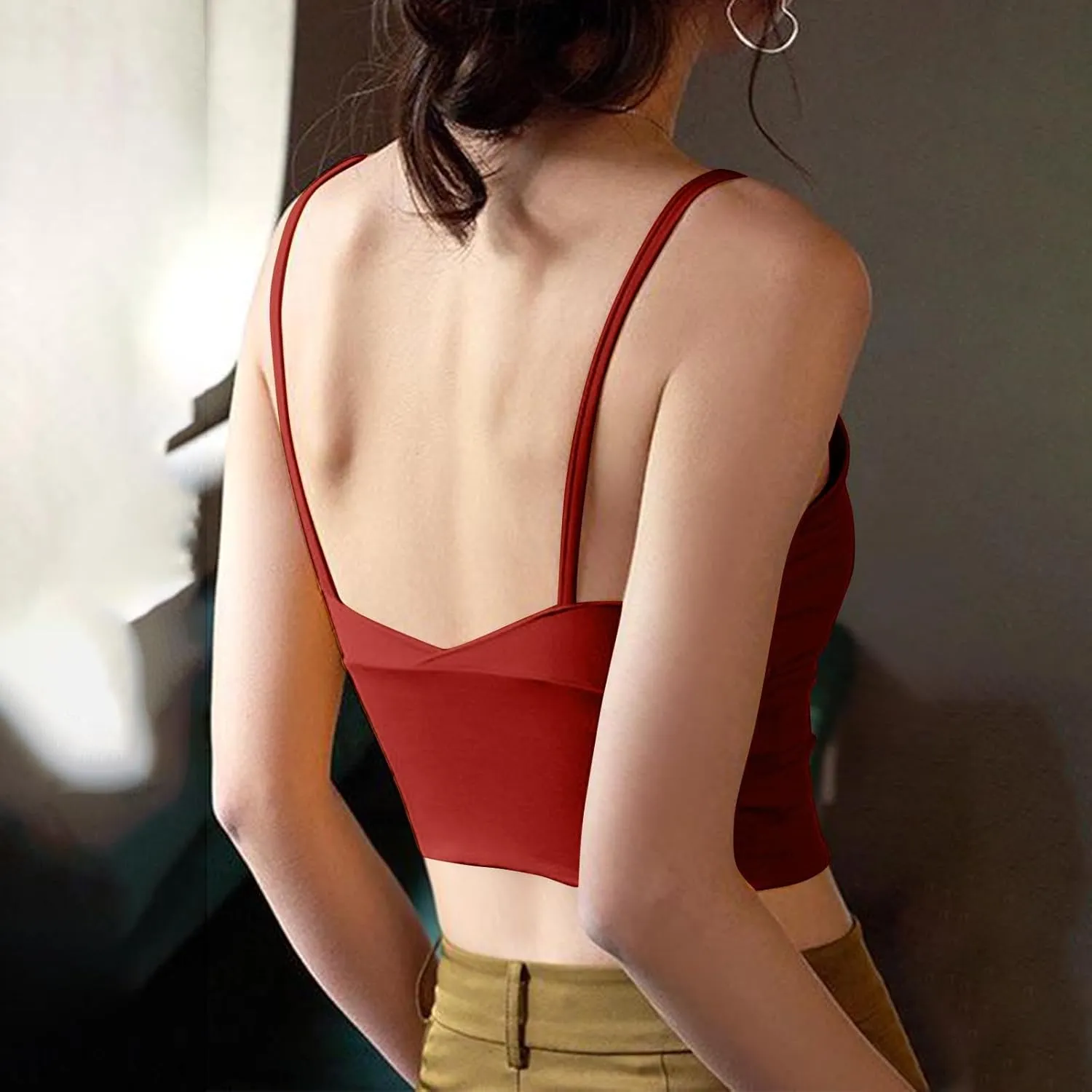 Bra Cami Tank with Built in Bra Sleeveless Lightweight Summer Cooling Tanks Tops V Neck Padded Undershirts for Women