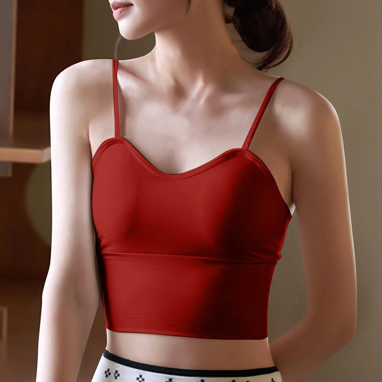 Bra Cami Tank with Built in Bra Sleeveless Lightweight Summer Cooling Tanks Tops V Neck Padded Undershirts for Women