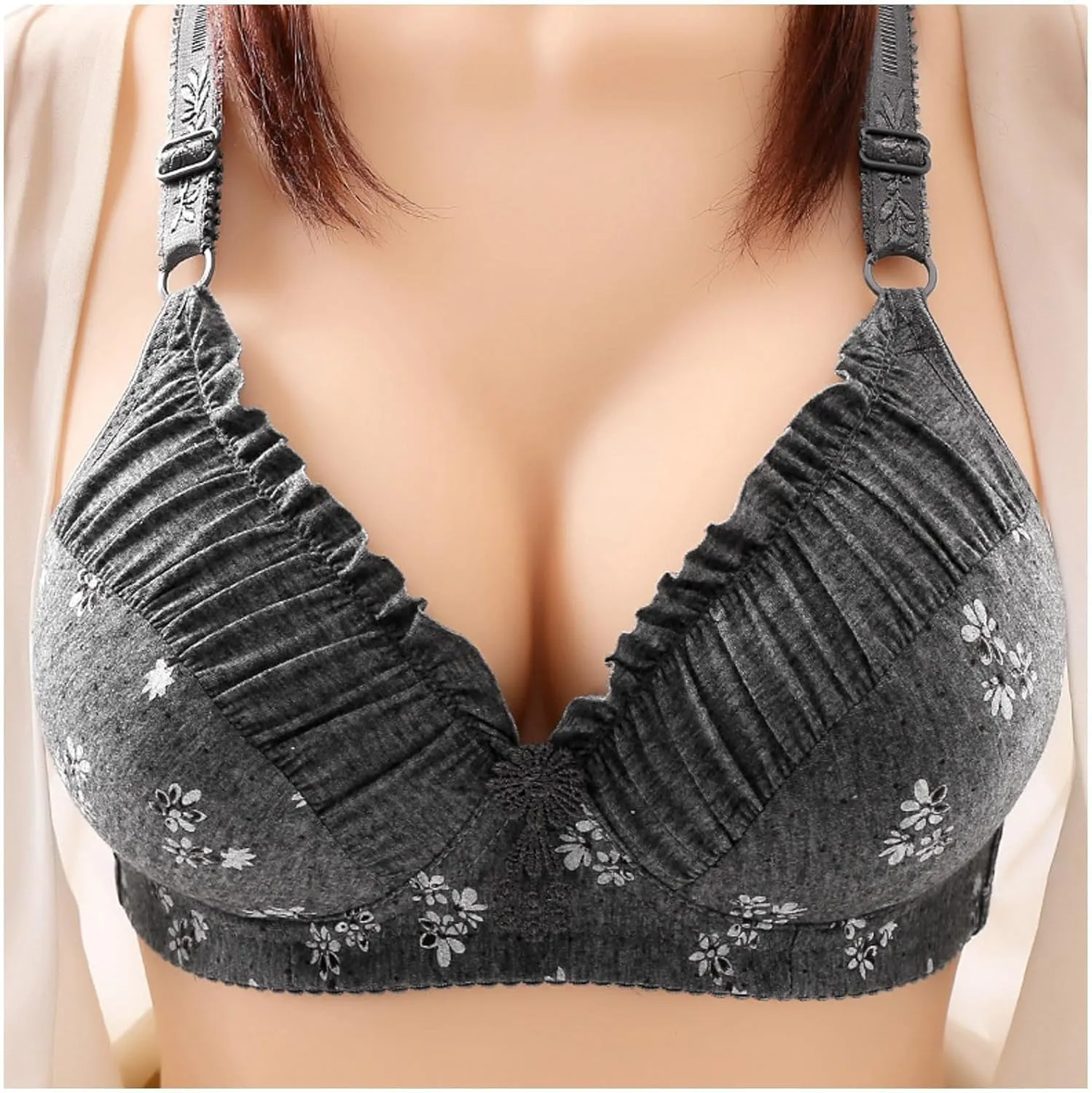 Bras for Women Underwire Push Up Breathable Thin Full Figure Coverage Gathered Multifunctional Unlined Underwear Bra