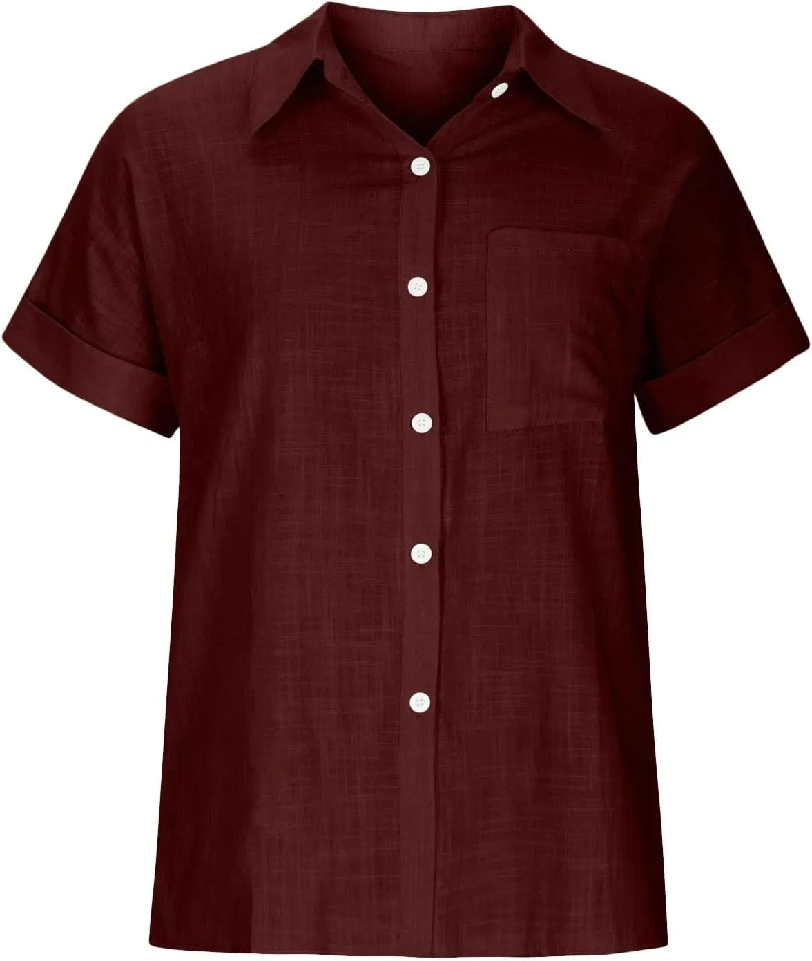 Button Down Shirt Women Summer Casual Trendy Tops Short Sleeve Linen Collared T Shirts Plain Tshirt Dressy Blouses