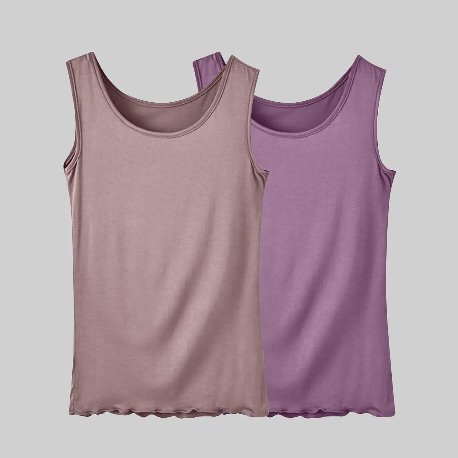 BZGTZT 2 Pack Soft Sleeveless Scoop Neck Tank Tops for Women Plus Size Loose Casual Shirt Basic Travel Solid Blouses