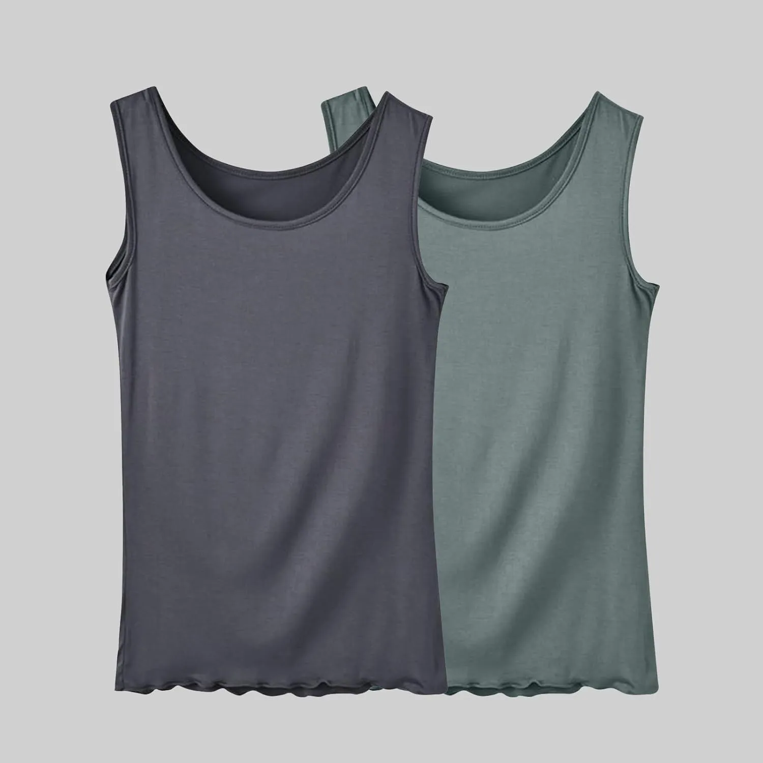 BZGTZT 2 Pack Soft Sleeveless Scoop Neck Tank Tops for Women Plus Size Loose Casual Shirt Basic Travel Solid Blouses