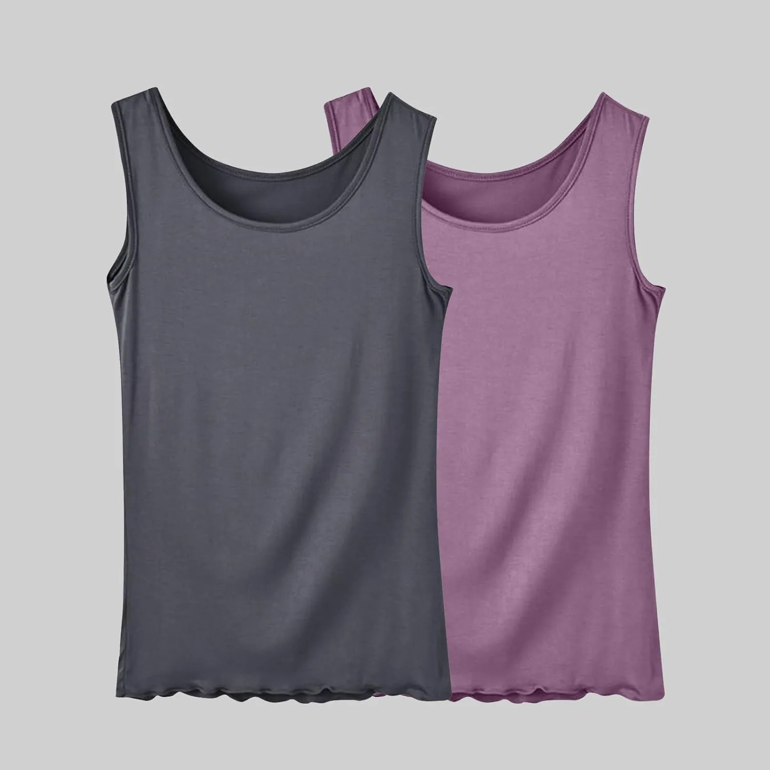 BZGTZT 2 Pack Soft Sleeveless Scoop Neck Tank Tops for Women Plus Size Loose Casual Shirt Basic Travel Solid Blouses