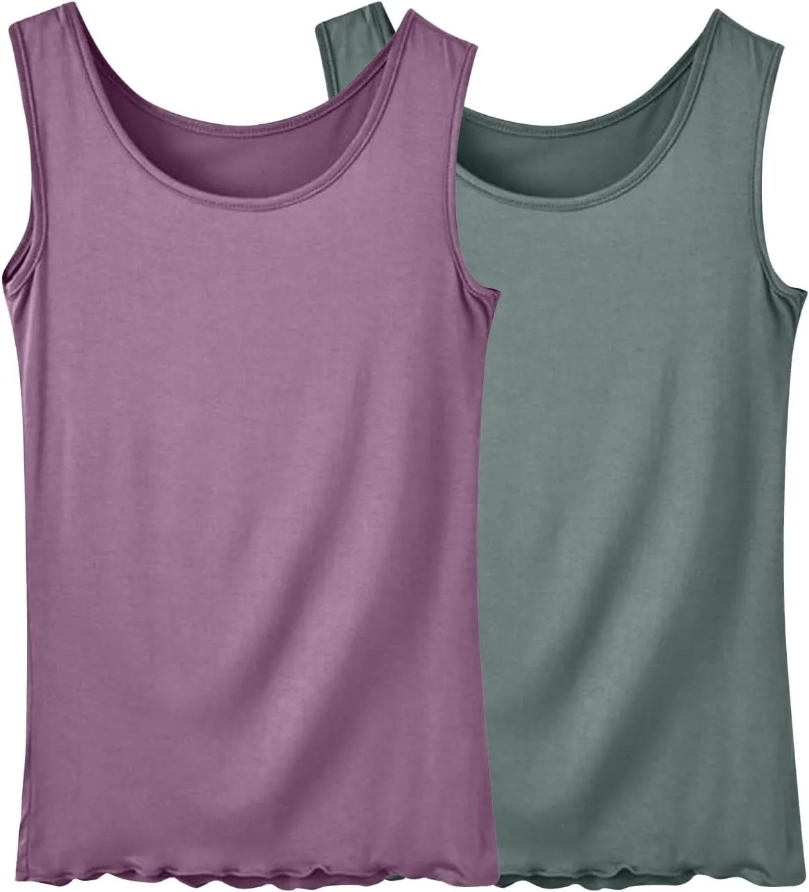 BZGTZT 2 Pack Soft Sleeveless Scoop Neck Tank Tops for Women Plus Size Loose Casual Shirt Basic Travel Solid Blouses