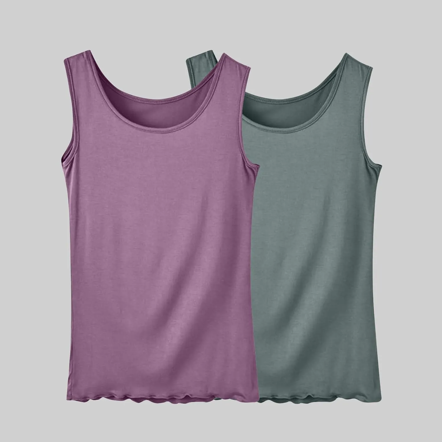 BZGTZT 2 Pack Soft Sleeveless Scoop Neck Tank Tops for Women Plus Size Loose Casual Shirt Basic Travel Solid Blouses