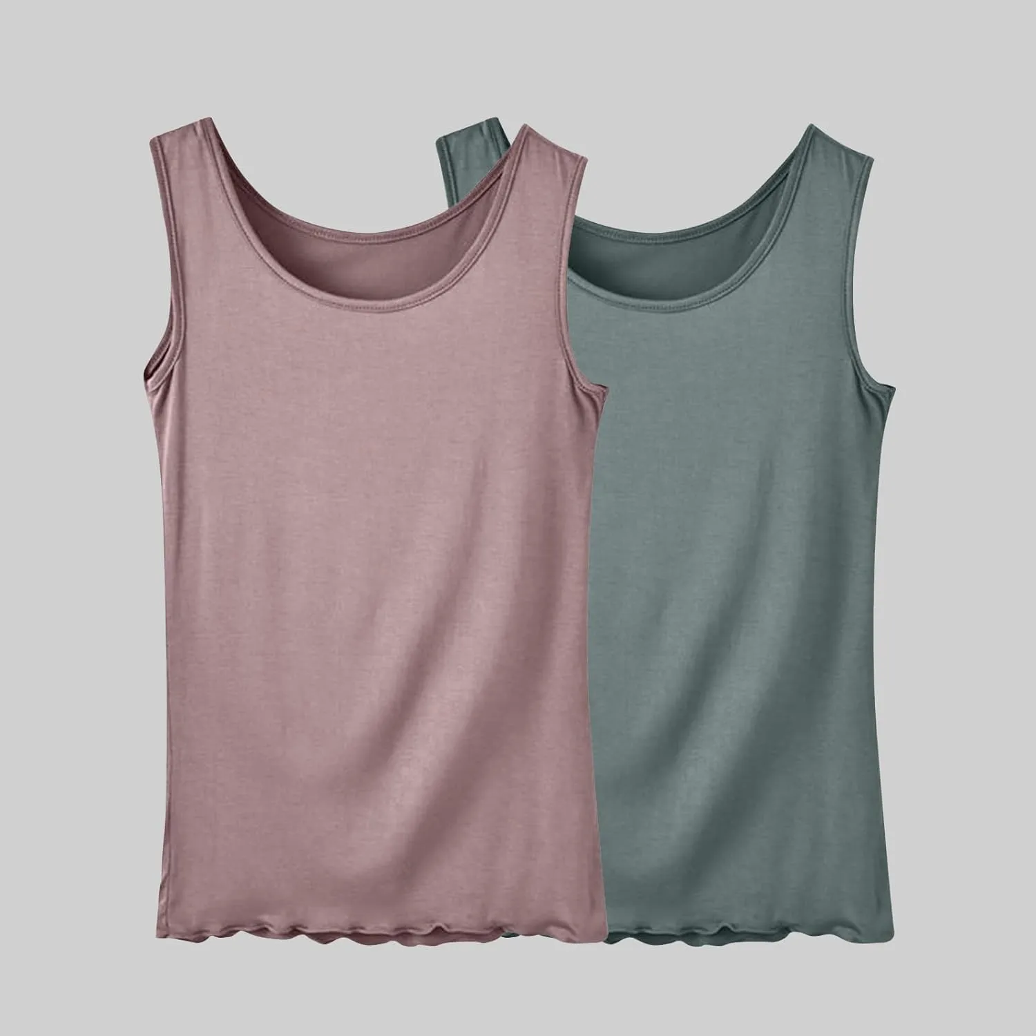 BZGTZT 2 Pack Soft Sleeveless Scoop Neck Tank Tops for Women Plus Size Loose Casual Shirt Basic Travel Solid Blouses