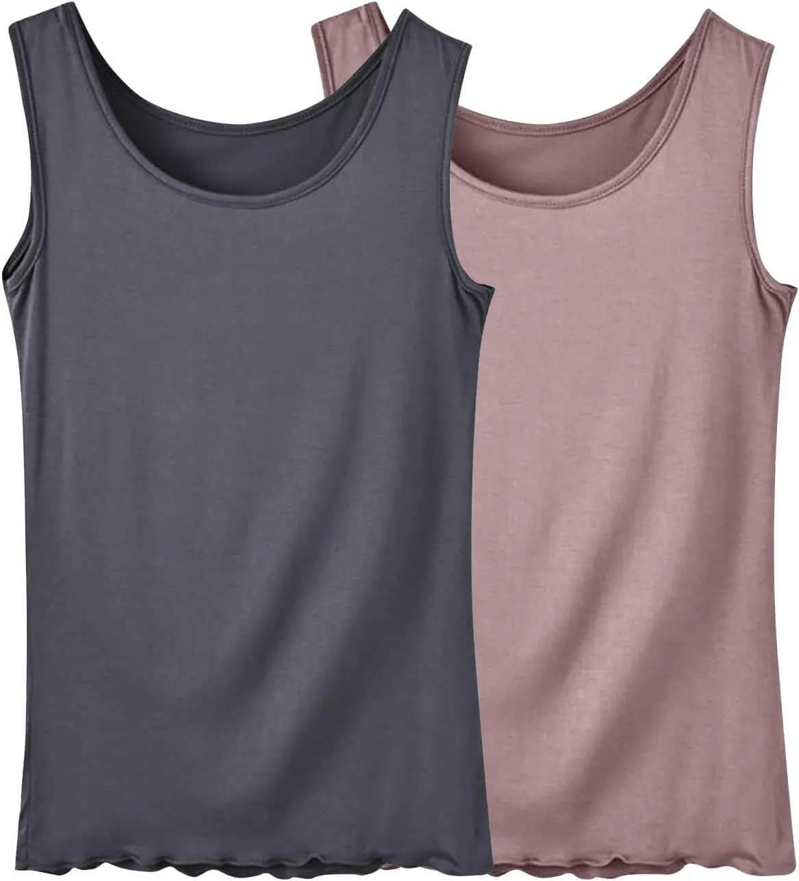 BZGTZT 2 Pack Soft Sleeveless Scoop Neck Tank Tops for Women Plus Size Loose Casual Shirt Basic Travel Solid Blouses