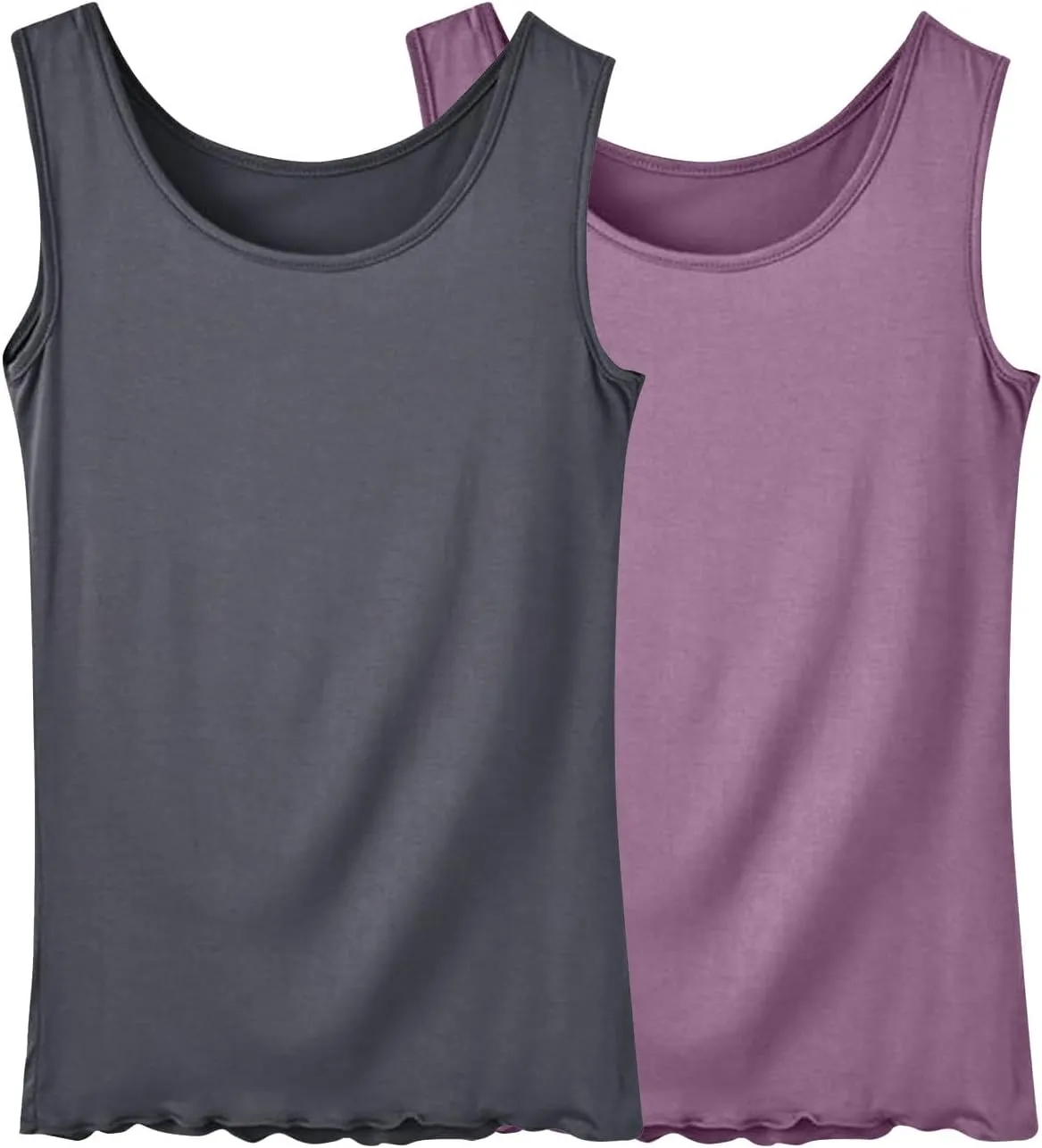 BZGTZT 2 Pack Soft Sleeveless Scoop Neck Tank Tops for Women Plus Size Loose Casual Shirt Basic Travel Solid Blouses