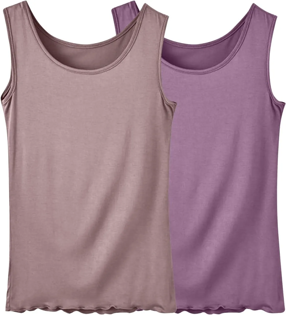 BZGTZT 2 Pack Soft Sleeveless Scoop Neck Tank Tops for Women Plus Size Loose Casual Shirt Basic Travel Solid Blouses