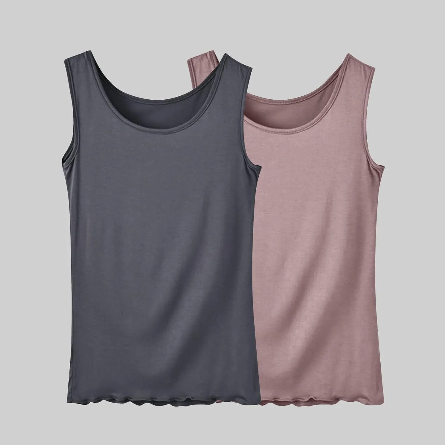 BZGTZT 2 Pack Soft Sleeveless Scoop Neck Tank Tops for Women Plus Size Loose Casual Shirt Basic Travel Solid Blouses
