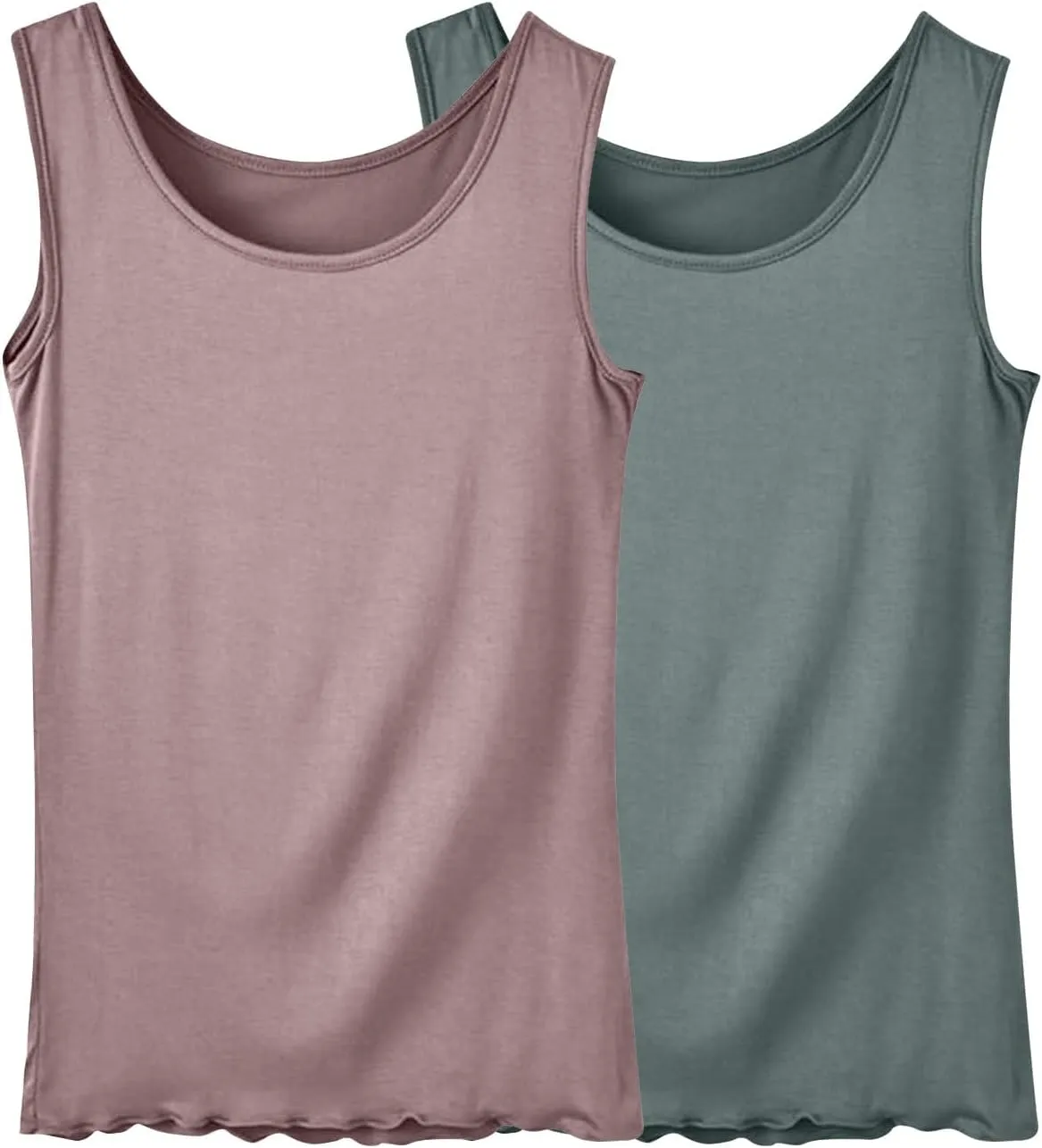 BZGTZT 2 Pack Soft Sleeveless Scoop Neck Tank Tops for Women Plus Size Loose Casual Shirt Basic Travel Solid Blouses