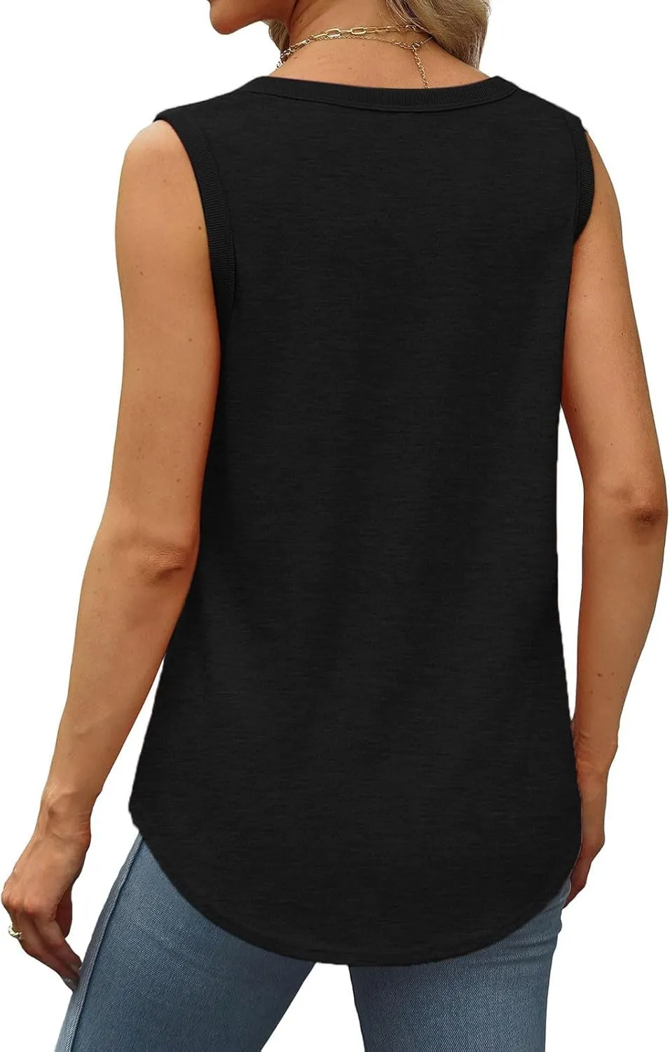 BZGTZT 2 Pack Womens Round Neck Plus Size Tank Tops Casual Loose Tunic Top Sleeveless T Shirts Daily Blouses Solid Tee
