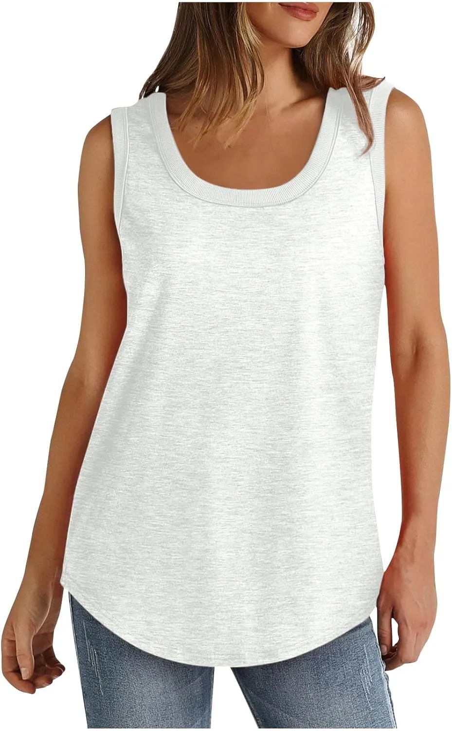 BZGTZT 2 Pack Womens Round Neck Plus Size Tank Tops Casual Loose Tunic Top Sleeveless T Shirts Daily Blouses Solid Tee
