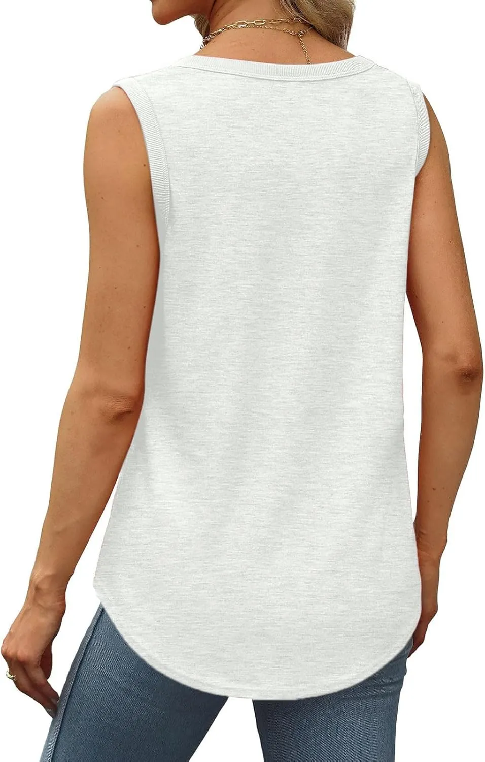 BZGTZT 2 Pack Womens Round Neck Plus Size Tank Tops Casual Loose Tunic Top Sleeveless T Shirts Daily Blouses Solid Tee