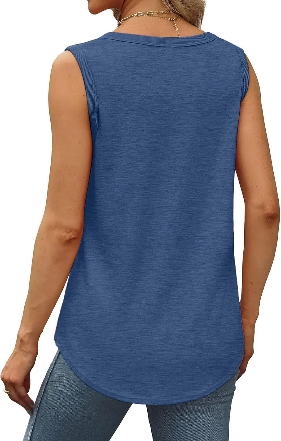 BZGTZT 2 Pack Womens Round Neck Plus Size Tank Tops Casual Loose Tunic Top Sleeveless T Shirts Daily Blouses Solid Tee