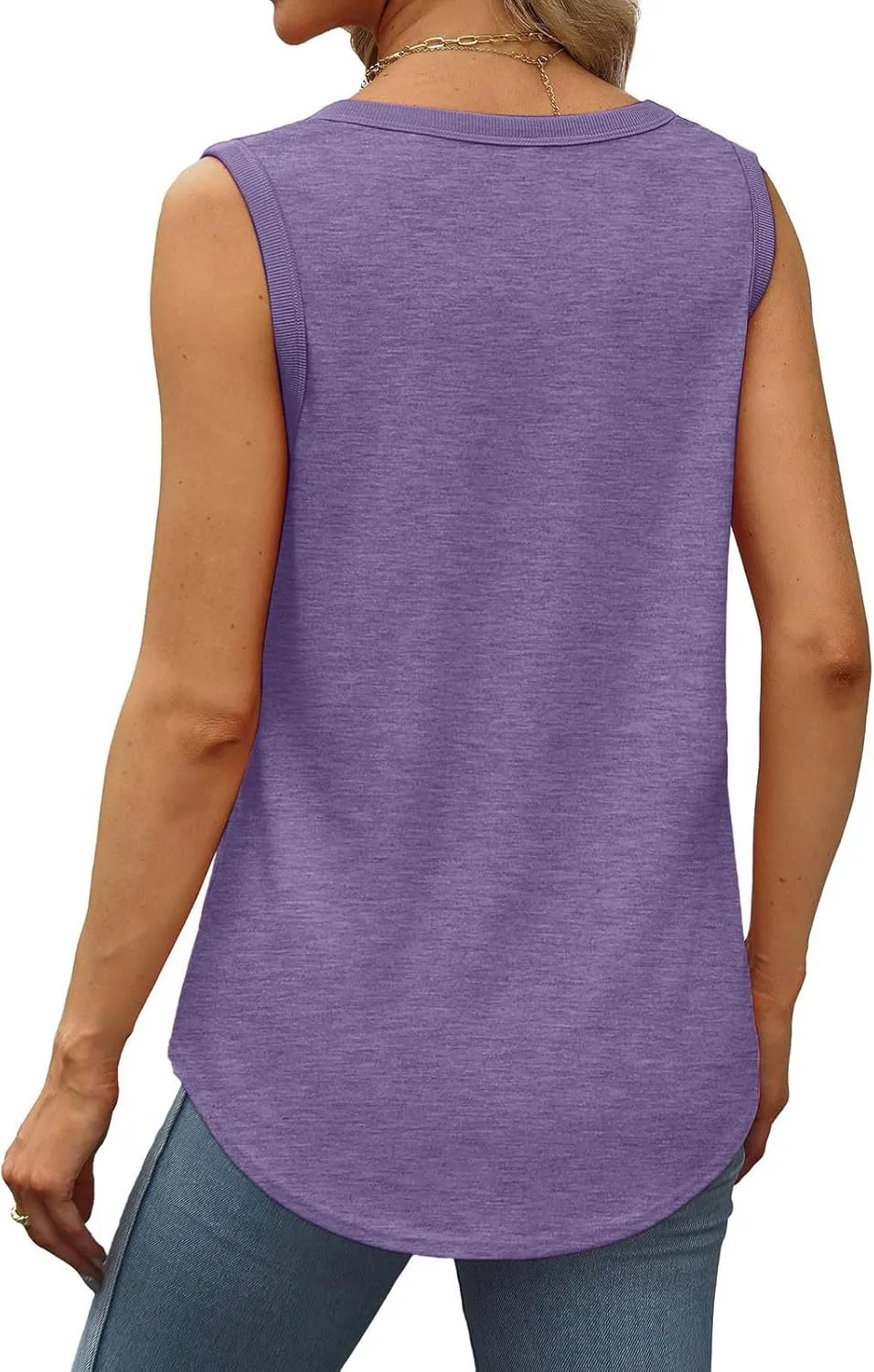 BZGTZT 2 Pack Womens Round Neck Plus Size Tank Tops Casual Loose Tunic Top Sleeveless T Shirts Daily Blouses Solid Tee